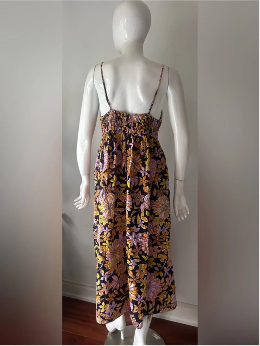 J.Crew Floral Smocked Midi Dress Size 12 Retro Boho Sundress